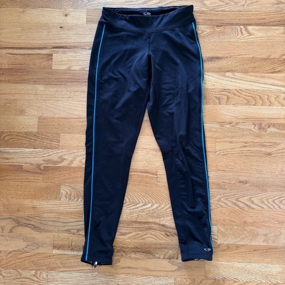 Champion Black Leggings with Blue Details